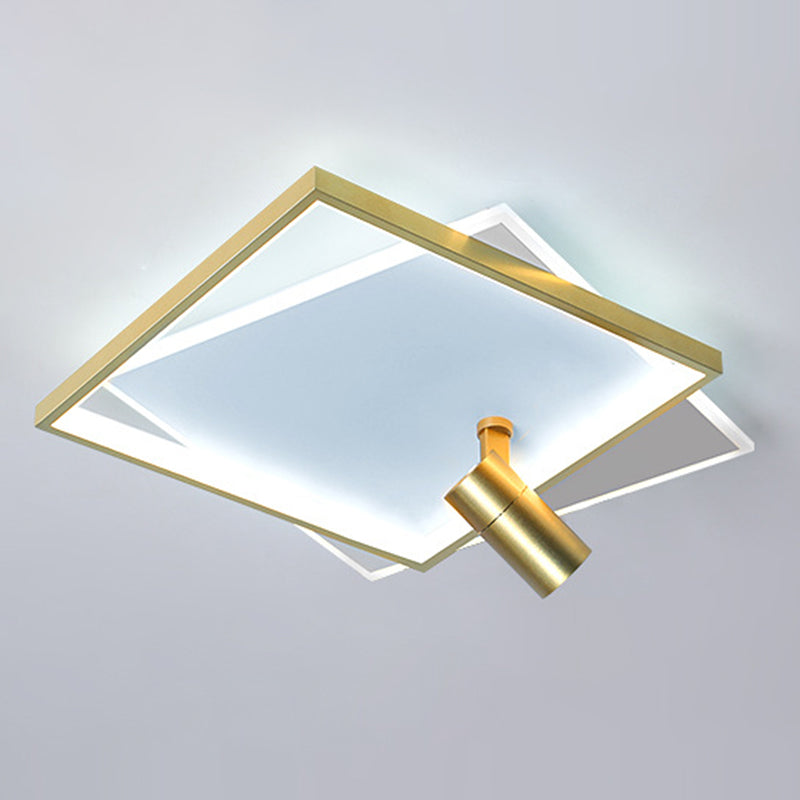 1-Light Aluminium LED Ceiling Light in Modern Creative Style Square Indoor Semi Flush Light with Acrylic Shade