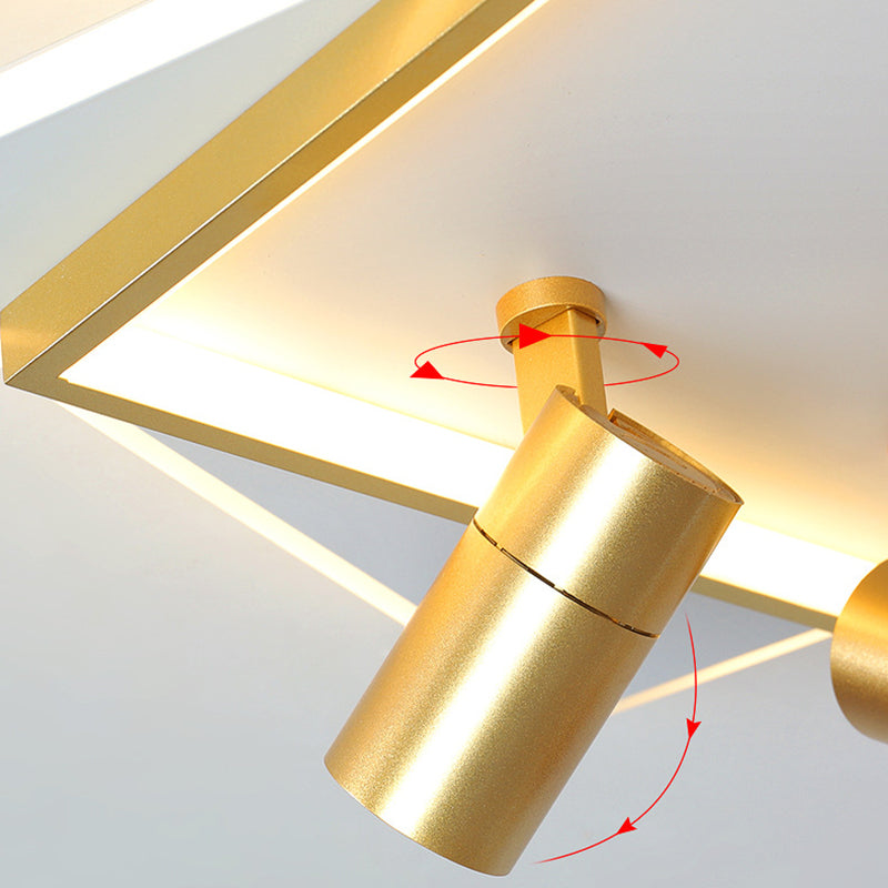 Luz de techo LED de aluminio de 1 luces en un estilo creativo moderno de estilo cuadrado Semi Flush Light con sombra acrílica