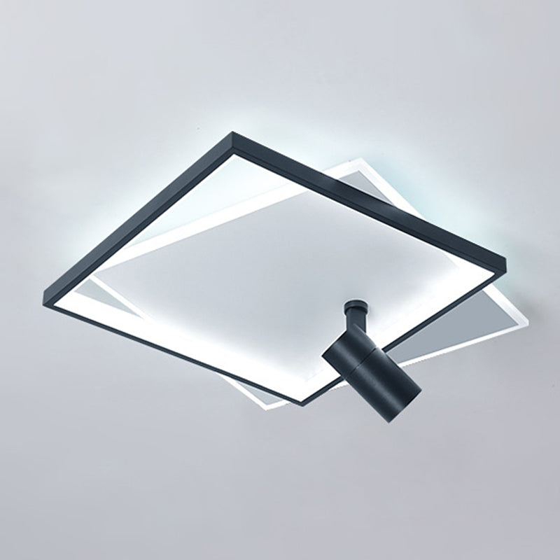 1-Light Aluminium LED Ceiling Light in Modern Creative Style Square Indoor Semi Flush Light with Acrylic Shade