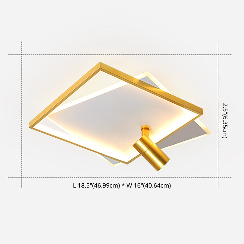 1-Light Aluminium LED Ceiling Light in Modern Creative Style Square Indoor Semi Flush Light with Acrylic Shade