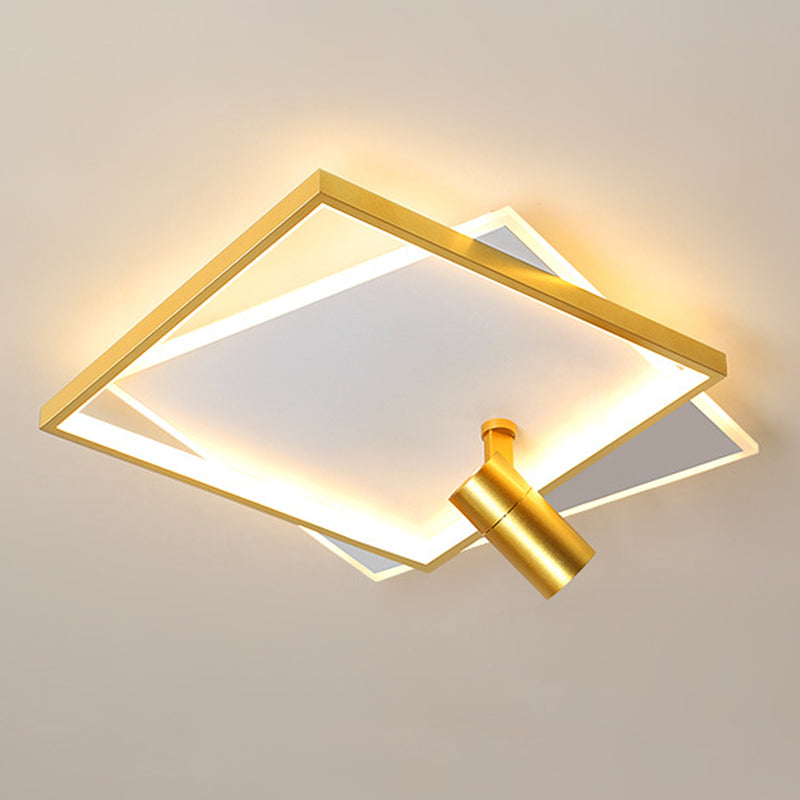 1-Light Aluminium LED Ceiling Light in Modern Creative Style Square Indoor Semi Flush Light with Acrylic Shade