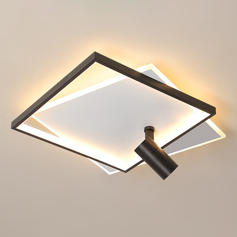 1-Light Aluminium LED Ceiling Light in Modern Creative Style Square Indoor Semi Flush Light with Acrylic Shade