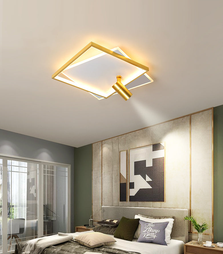 1-Light Aluminium LED Ceiling Light in Modern Creative Style Square Indoor Semi Flush Light with Acrylic Shade