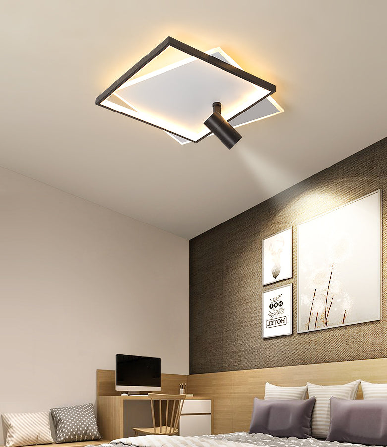 1-Light Aluminium LED Ceiling Light in Modern Creative Style Square Indoor Semi Flush Light with Acrylic Shade