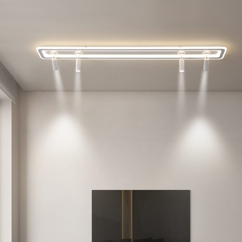 Rectangular Acrylic Shade LED Flush Mount in Modern Simplicity Metal Ceiling Light with Aluminium Lamp