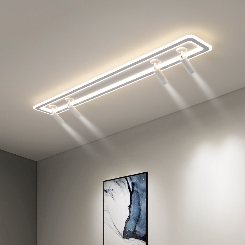 Rectangular Acrylic Shade LED Flush Mount in Modern Simplicity Metal Ceiling Light with Aluminium Lamp