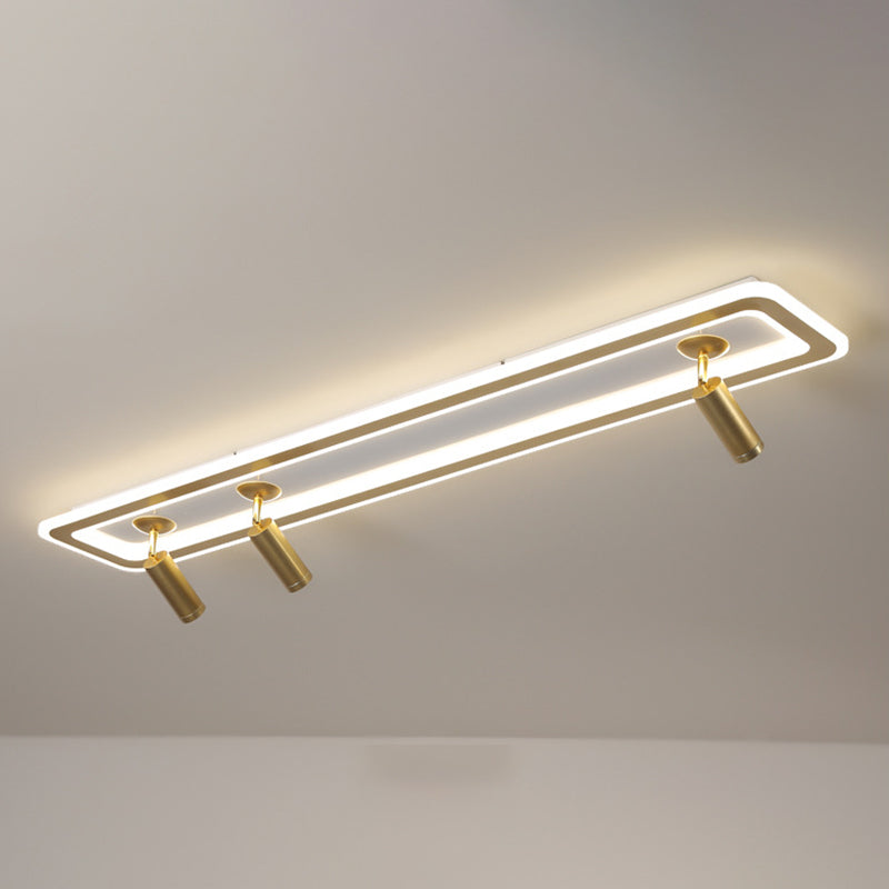 Rectangular Acrylic Shade LED Flush Mount in Modern Simplicity Metal Ceiling Light with Aluminium Lamp