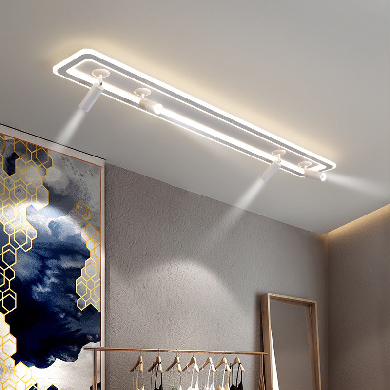 Rectangular Acrylic Shade LED Flush Mount in Modern Simplicity Metal Ceiling Light with Aluminium Lamp