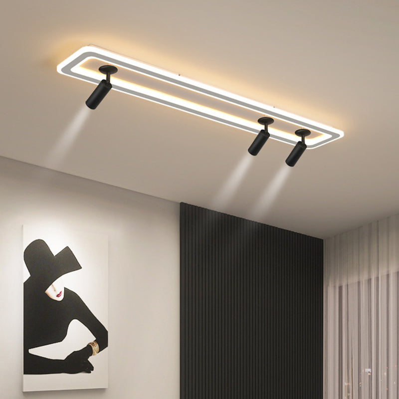 Rectangular Acrylic Shade LED Flush Mount in Modern Simplicity Metal Ceiling Light with Aluminium Lamp