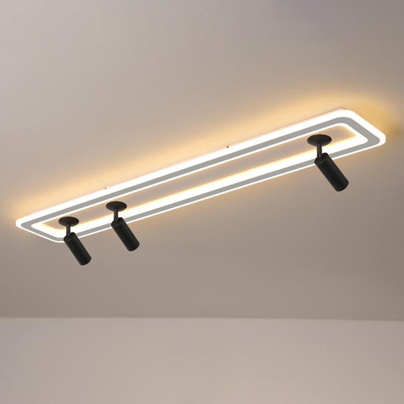 Rectangular Acrylic Shade LED Flush Mount in Modern Simplicity Metal Ceiling Light with Aluminium Lamp