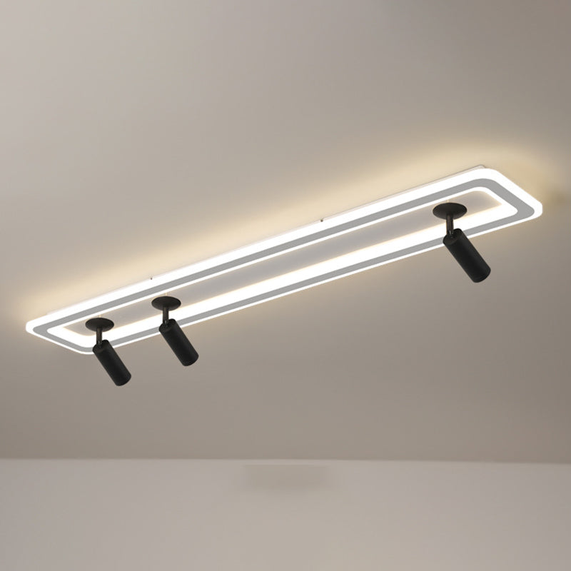 Rectangular Acrylic Shade LED Flush Mount in Modern Simplicity Metal Ceiling Light with Aluminium Lamp