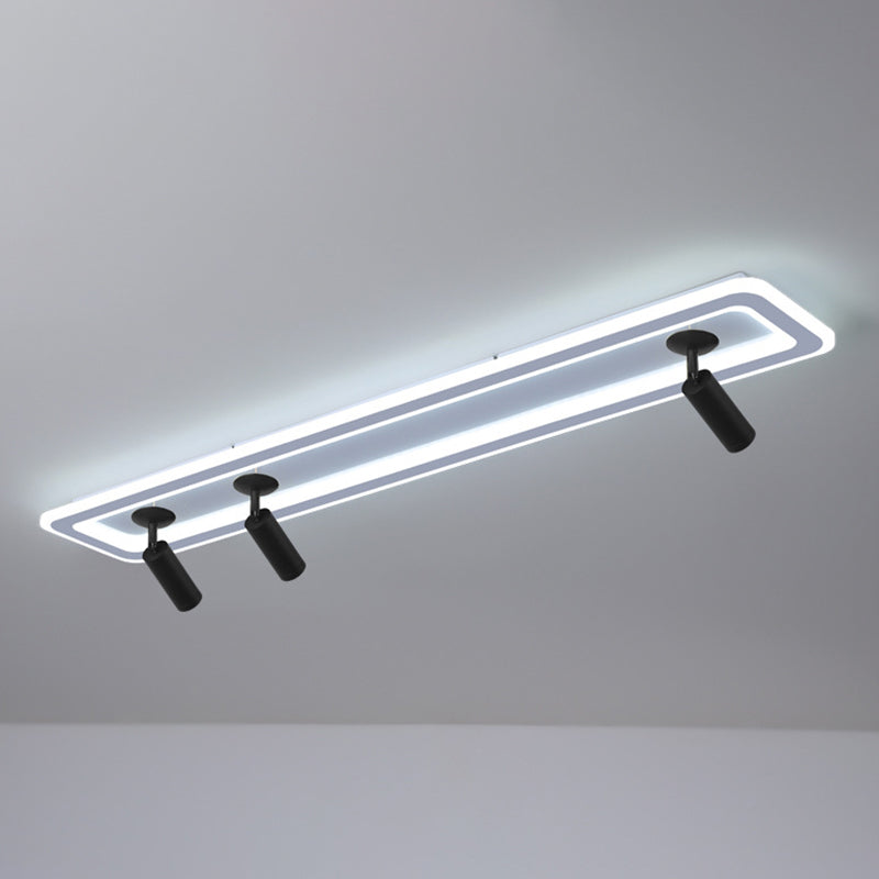 Rectangular Acrylic Shade LED Flush Mount in Modern Simplicity Metal Ceiling Light with Aluminium Lamp