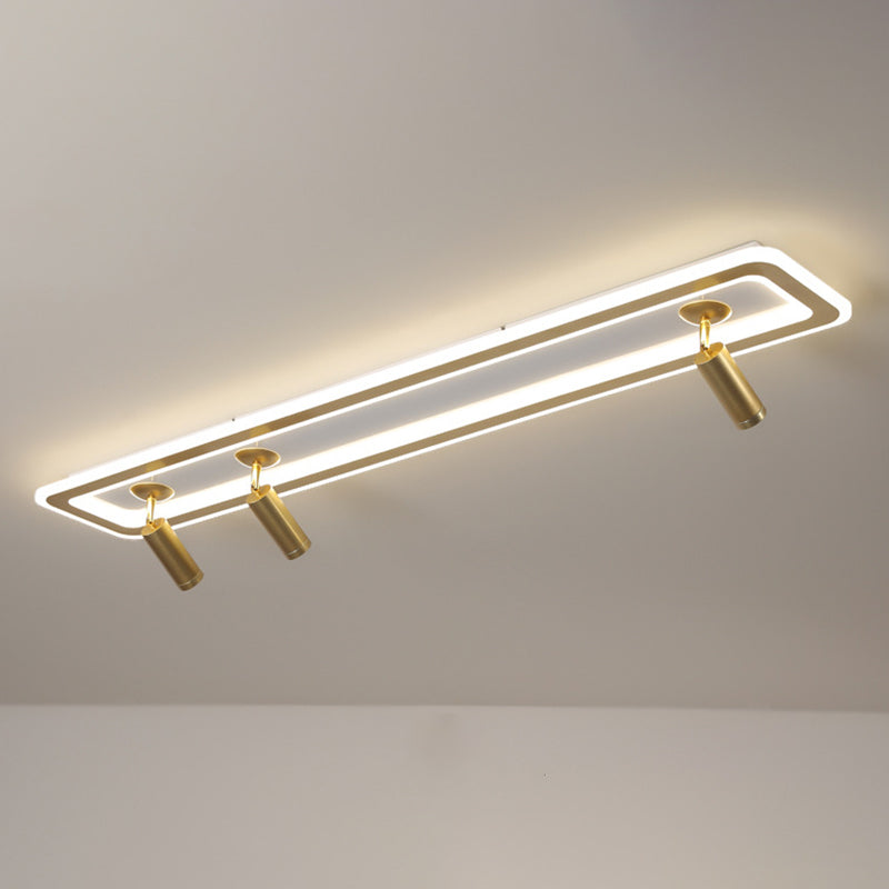 Rechteckiger Acrylschatten -LED -Flush -Mount in moderner Einfachheit Metall Deckenleuchte mit Aluminiumlampe