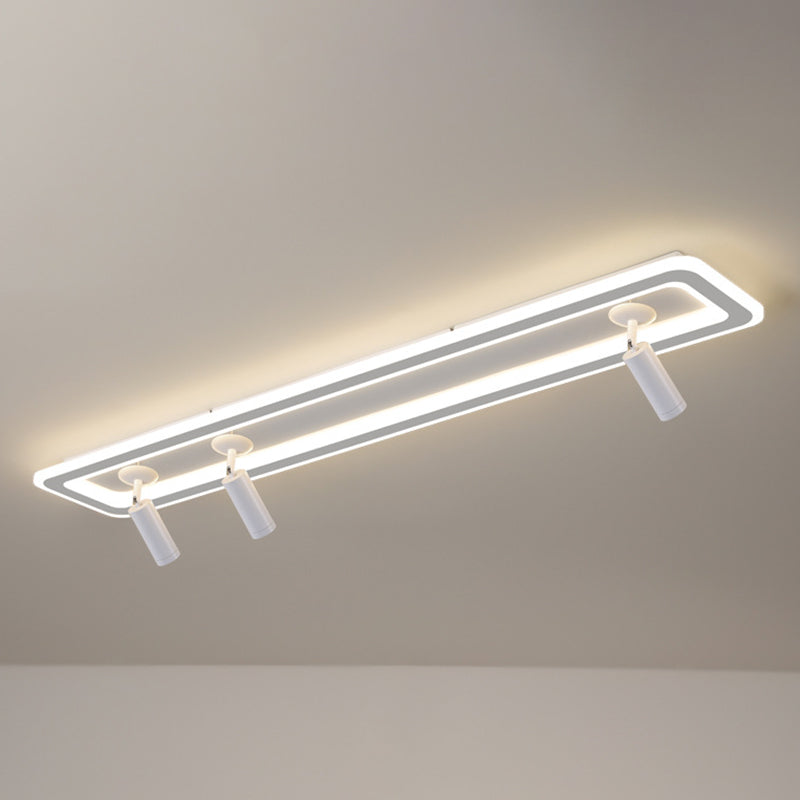 Rectangular Acrylic Shade LED Flush Mount in Modern Simplicity Metal Ceiling Light with Aluminium Lamp