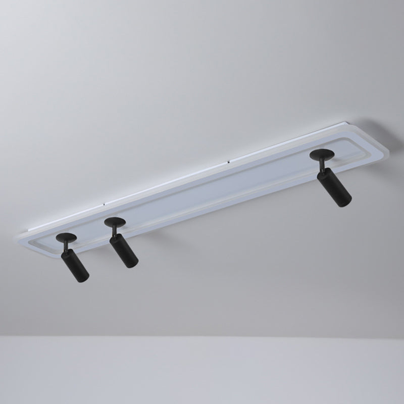 Rectangular Acrylic Shade LED Flush Mount in Modern Simplicity Metal Ceiling Light with Aluminium Lamp