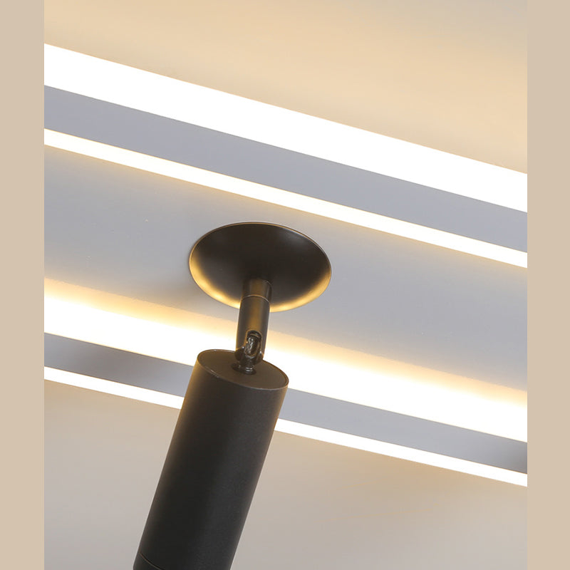 Montaje de al ras del led de sombra acrílica rectangular en simplicidad moderna Luz de techo de metal con lámpara de aluminio