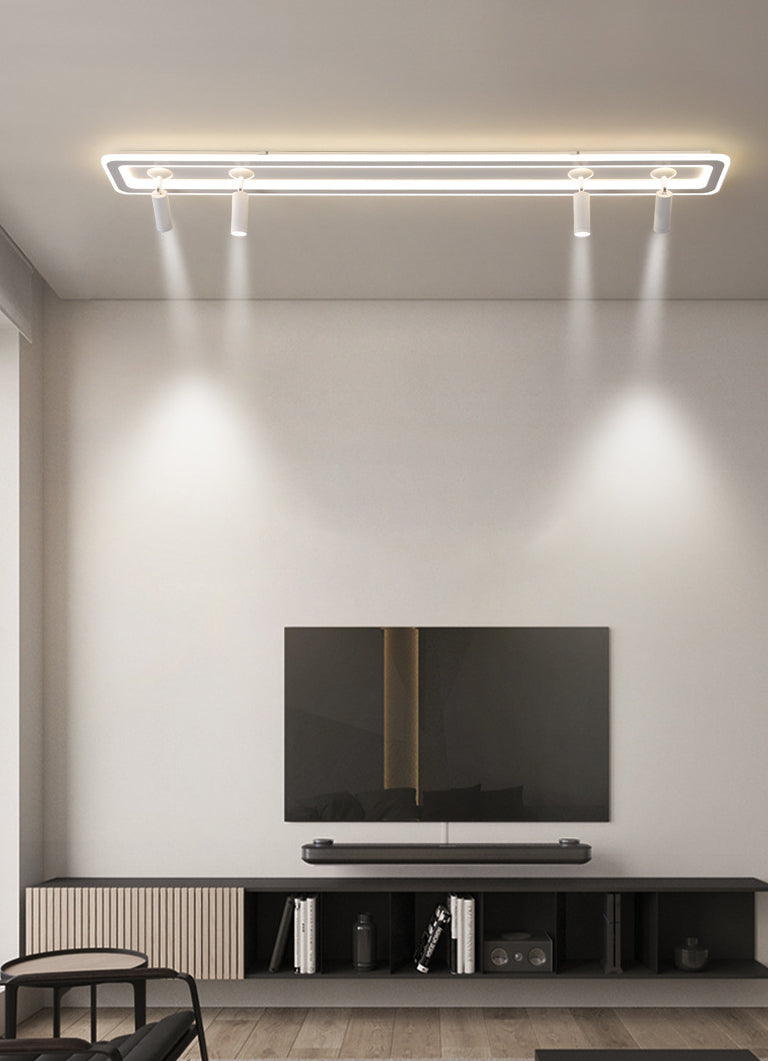 Montaggio a filo a LED con ombre acrilico rettangolare nella luce moderna a soffitto in metallo con lampada in alluminio