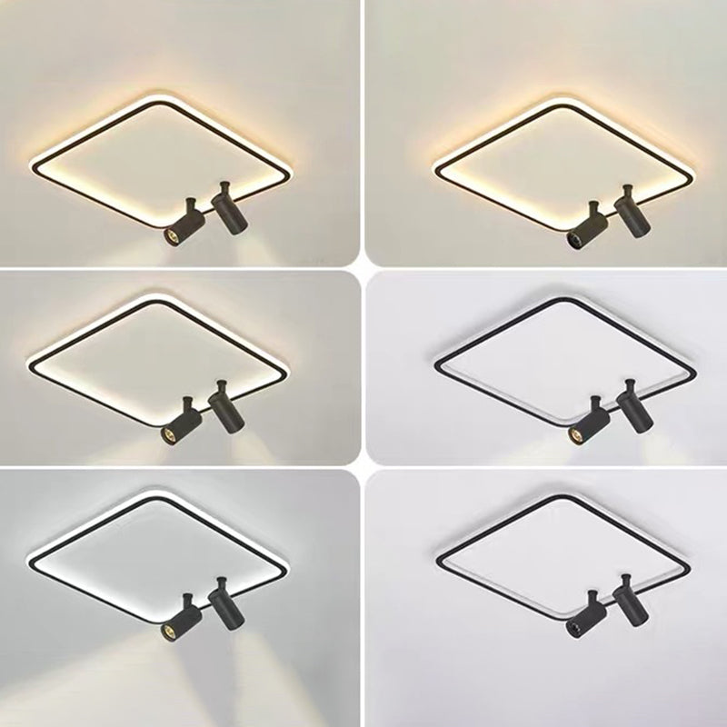 Square Acrylic Shade LED Flush Ceiling Light in Modern Concise Style Aluminium Lamp Flush Mount for Bedroom