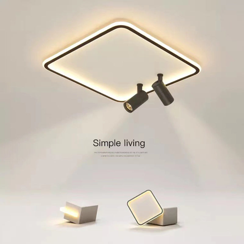 Square Acrylic Shade LED Flush Ceiling Light in Modern Concise Style Aluminium Lamp Flush Mount for Bedroom