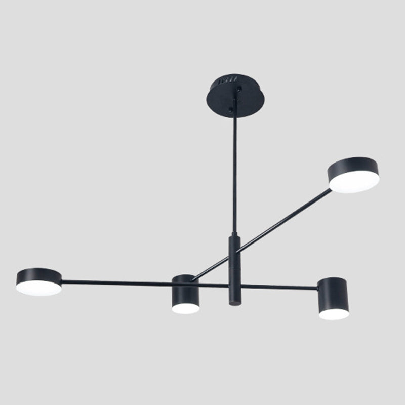 Black Metal Linear suspendu lustre Light Modern Drum Shade LED Plafond Chandelier pour le salon