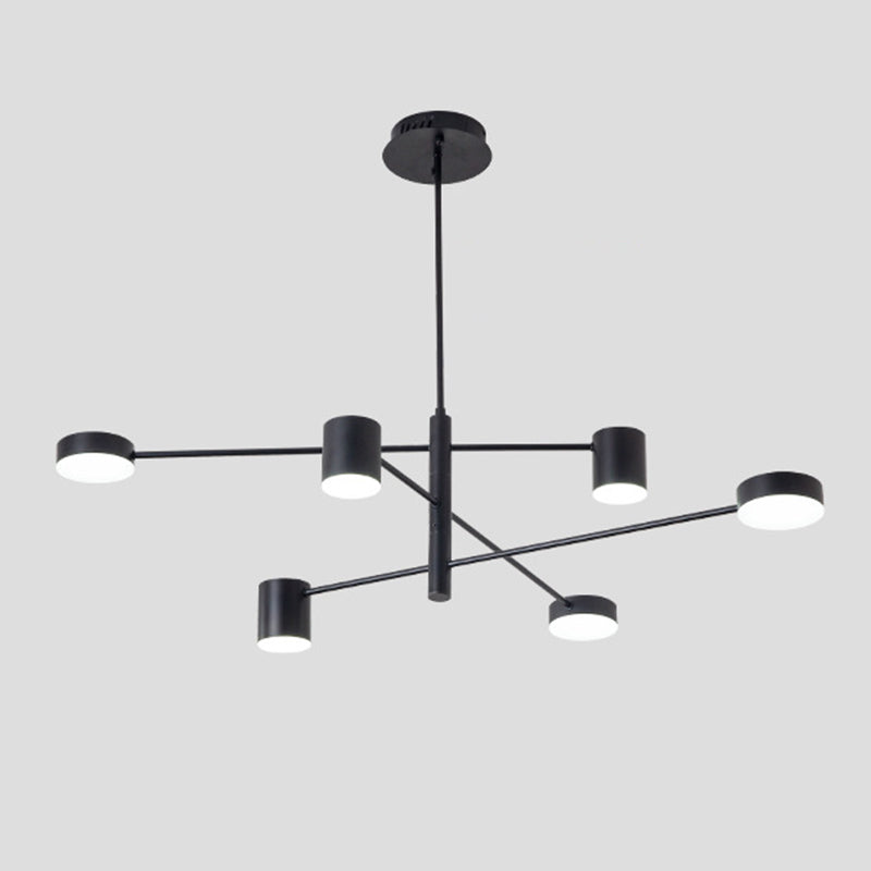 Black Metal Linear suspendu lustre Light Modern Drum Shade LED Plafond Chandelier pour le salon