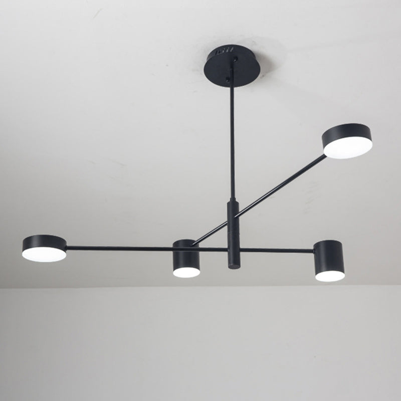 Black Metal Linear suspendu lustre Light Modern Drum Shade LED Plafond Chandelier pour le salon