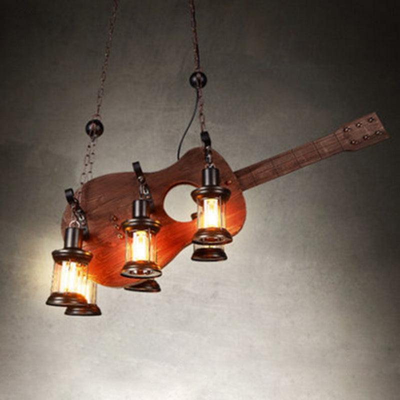 Cylindrical Pendant Industrial Wood Ceiling Pendant with Hanging Chain for Bar