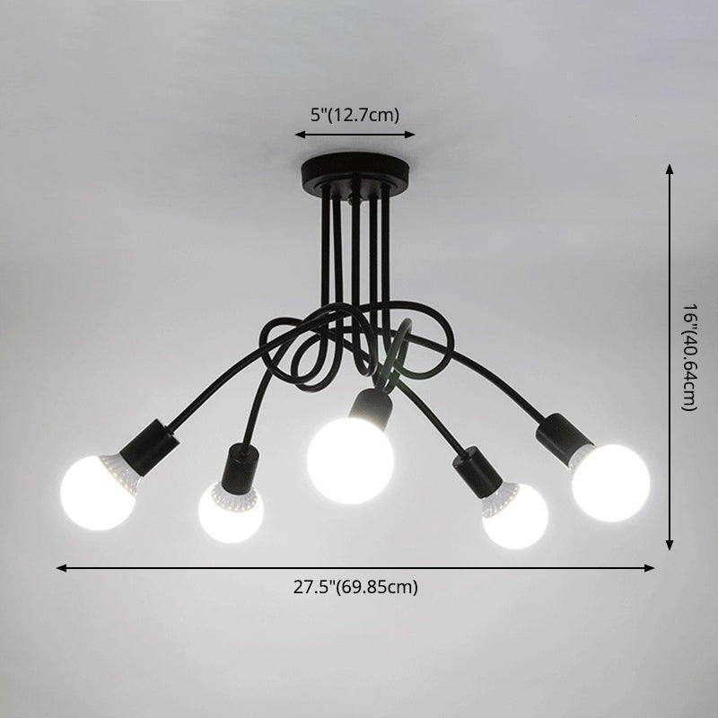 5-leichte Vintage Industriestil Deckenleuchte-Eisen-Wickelrohre Design Lighting Feature für Wohnzimmer