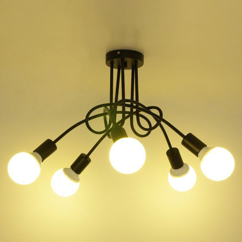 Vintage vintage industriële stijl plafondlicht ijzeren wikkeling buizen ontwerpverlichting voor woonkamer