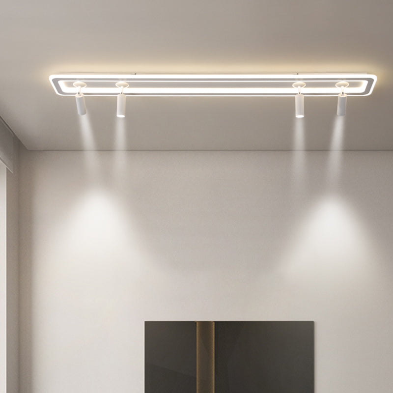 Luce a soffitto semi -ruscello a LED rettangolare bianco in moderno appuntamento con soffitto interno acrilico con lampada in alluminio regolabile