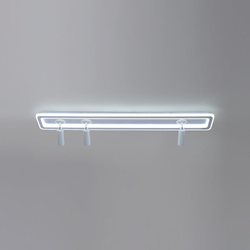 White Rectangular LED Semi Flush Ceiling Light in Modern Creative Style Acrylic Indoor Ceiling Fixture with Adjustable Aluminium Lamp