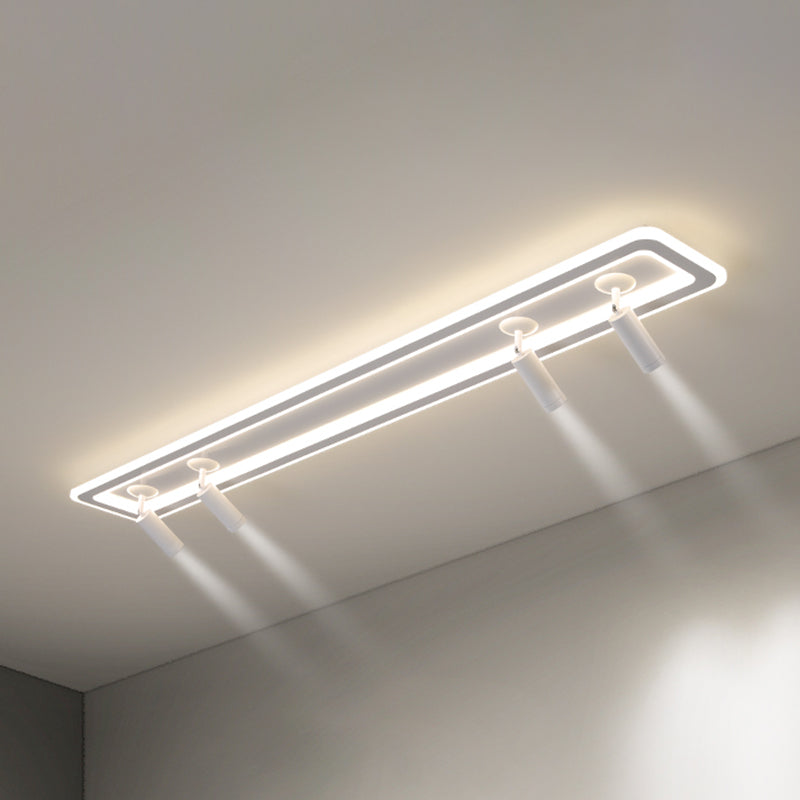 Luce a soffitto semi -ruscello a LED rettangolare bianco in moderno appuntamento con soffitto interno acrilico con lampada in alluminio regolabile