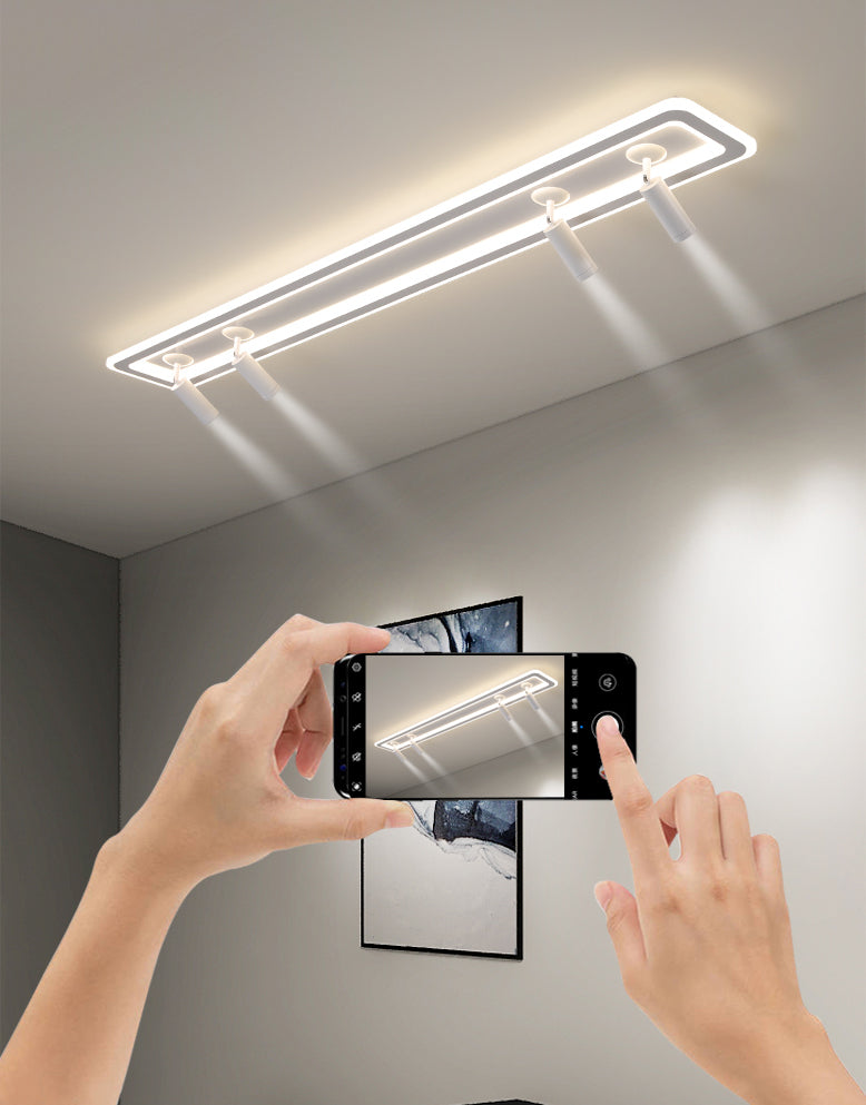 Luce a soffitto semi -ruscello a LED rettangolare bianco in moderno appuntamento con soffitto interno acrilico con lampada in alluminio regolabile