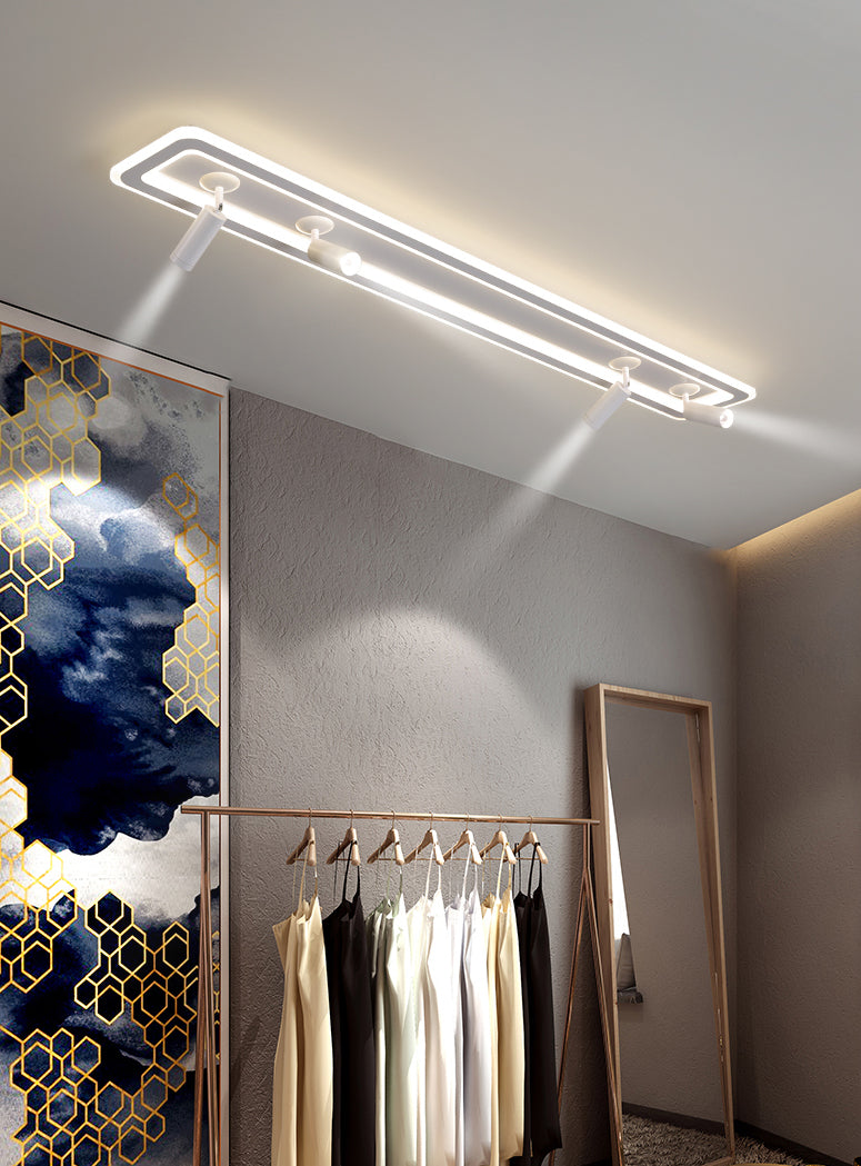 Luz de techo semi rascuble de LED rectangular blanco en el estilo de techo interior acrílico de estilo creativo moderno con lámpara de aluminio ajustable