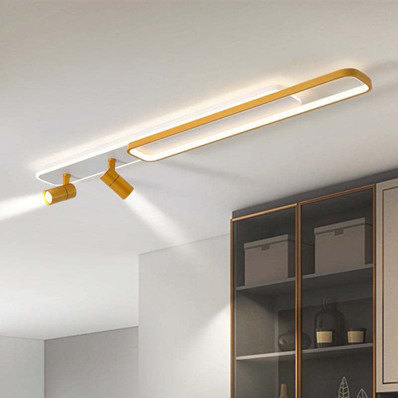 Luce a soffitto semi -ruscello a LED rettangolare nella moderna semplicità metallo a filo interno con ombra acrilica