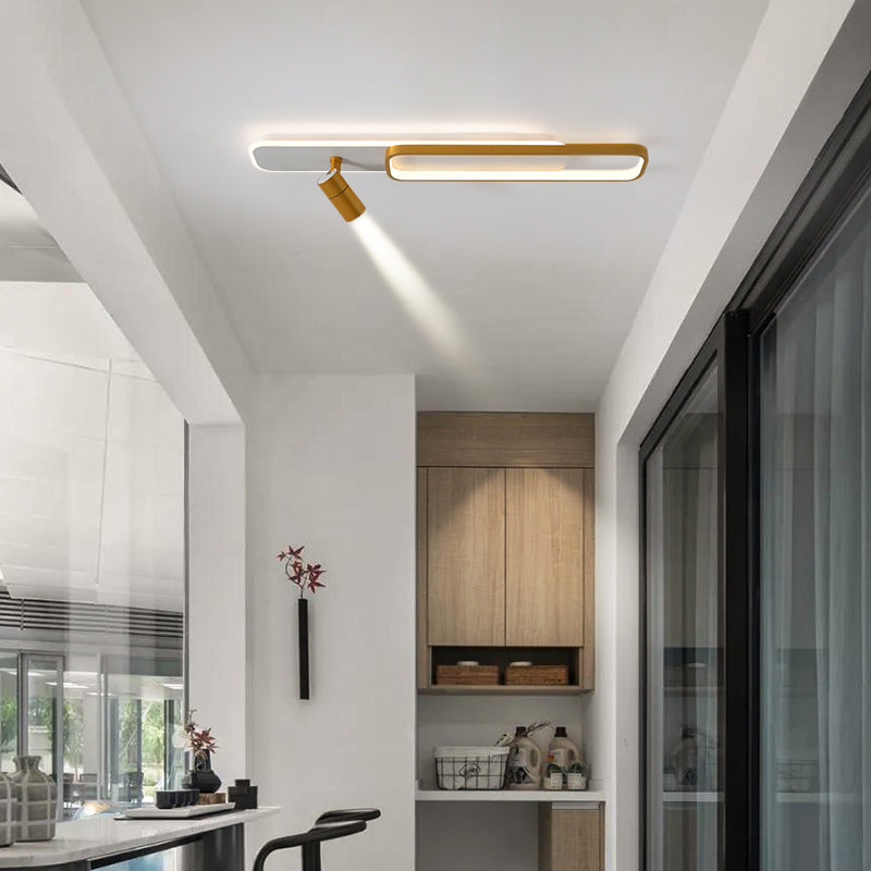 Rechthoekige LED Semi -spoelplafondlicht in moderne eenvoud metalen binnenspoeling met acrylschaduw