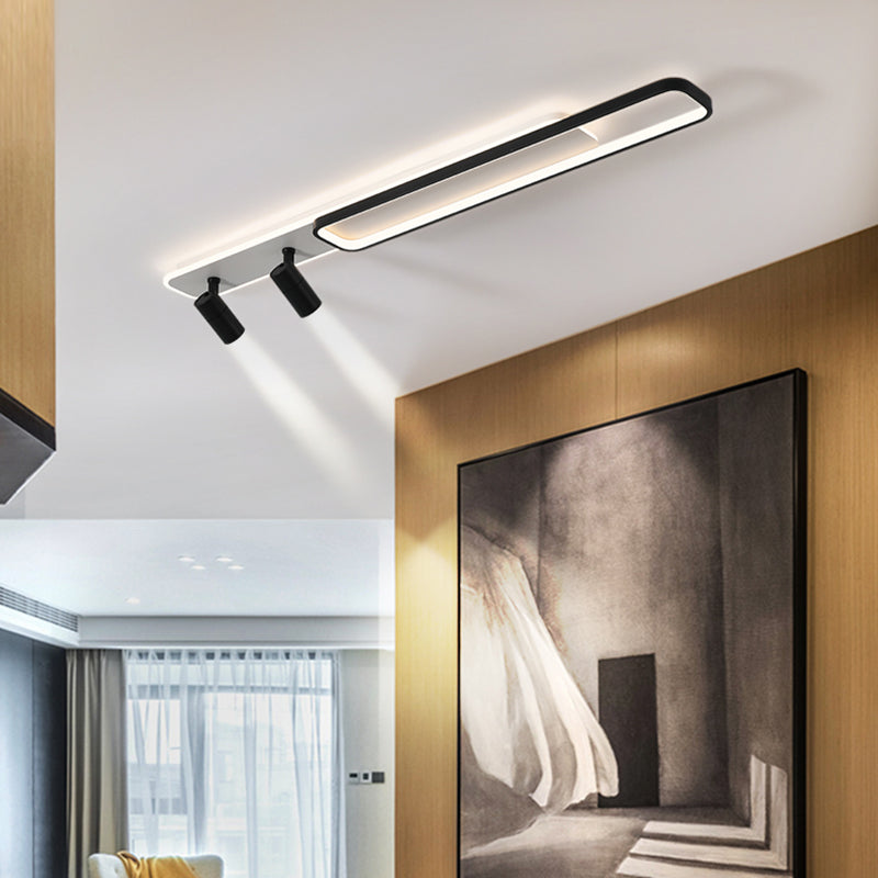 Luce a soffitto semi -ruscello a LED rettangolare nella moderna semplicità metallo a filo interno con ombra acrilica