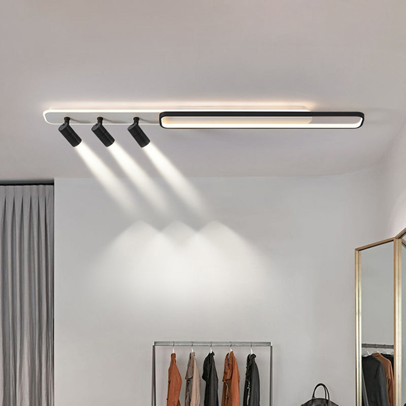 Rechthoekige LED Semi -spoelplafondlicht in moderne eenvoud metalen binnenspoeling met acrylschaduw