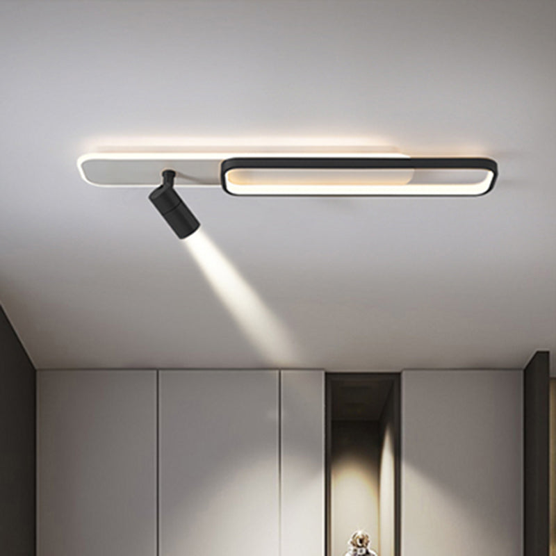 Rechthoekige LED Semi -spoelplafondlicht in moderne eenvoud metalen binnenspoeling met acrylschaduw