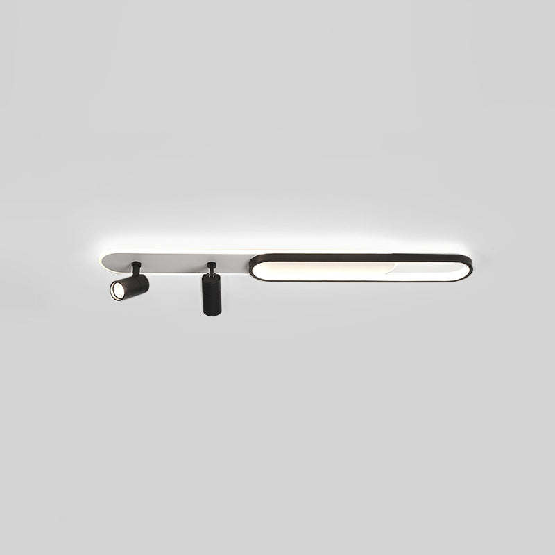 Moderne eenvoud langwerpig LED Semi Flush Mount Metal binnen plafondlicht met acryl schaduw