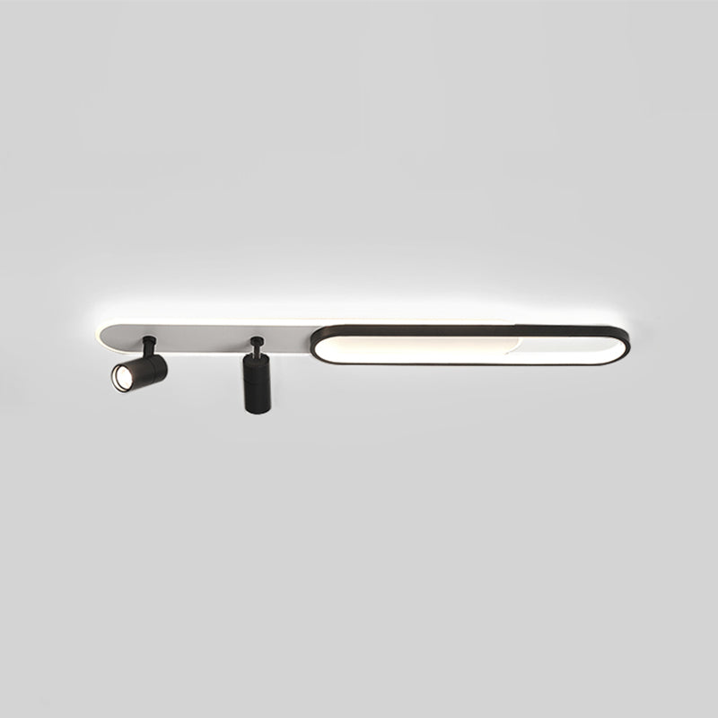 Moderne eenvoud langwerpig LED Semi Flush Mount Metal binnen plafondlicht met acryl schaduw