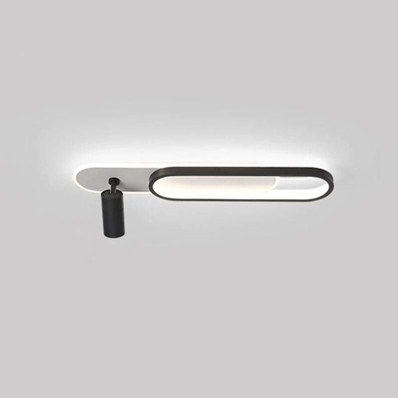 Moderne Einfachheit länglich LED Semi Flush Mount Metall -Deckenleuchte mit Acrylschatten