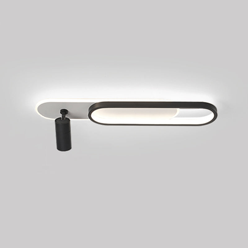 Moderne Einfachheit länglich LED Semi Flush Mount Metall -Deckenleuchte mit Acrylschatten