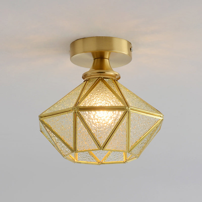 Small Aisle Semi Flush Ceiling Light Antique Style Glass 1 Head Flush Mount Light Fixture