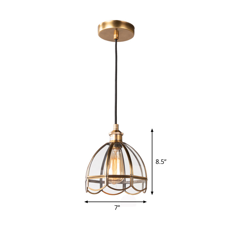 Klares Glasumkuppel Anhänger Beleuchtung Retro 1 Leichter Esszimmer Hanging Deckenlampe