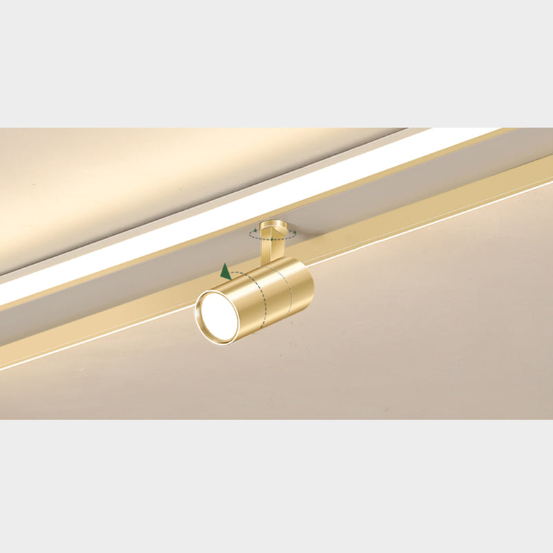 Gold Oblong LED Semi Flush Mount in Modern Simplicity Metal Ceiling Light for Living Room