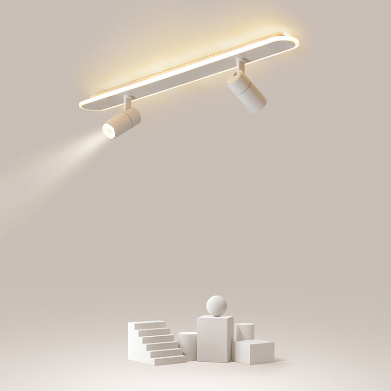 Apparecchio a soffitto semifulto a LED oblungo in stile moderno a filo interno acrilico con lampada regolabile