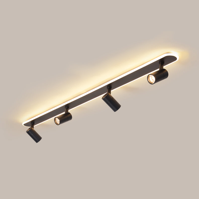 Oblong LED Semi Flush Ceiling Fixture in Modern Style Acrylic Indoor Flush Mount with Adjustable Lamp