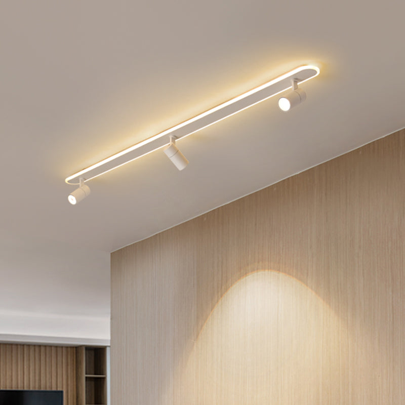 Apparecchio a soffitto semifulto a LED oblungo in stile moderno a filo interno acrilico con lampada regolabile