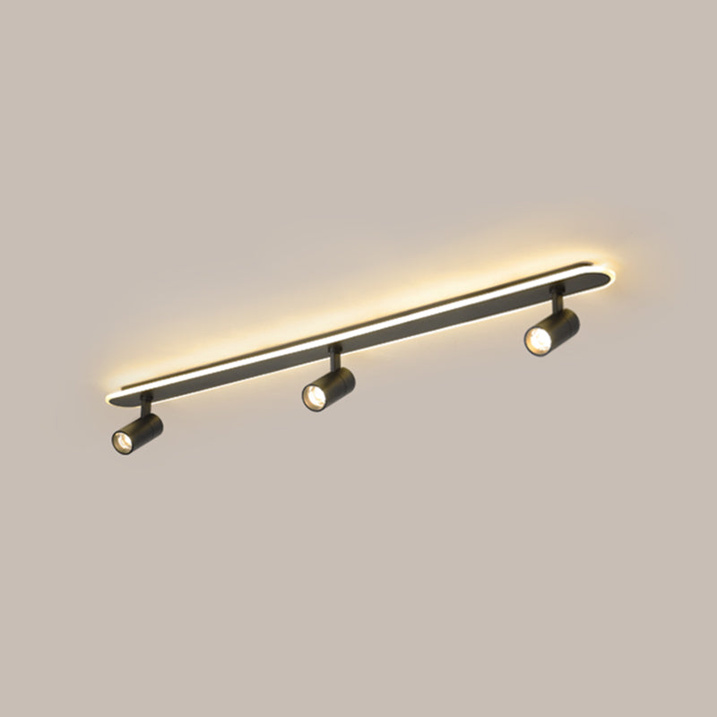 Apparecchio a soffitto semifulto a LED oblungo in stile moderno a filo interno acrilico con lampada regolabile